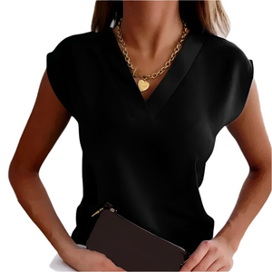 Clara – Veelzijdige Mouwloze V-Hals Damesblouse