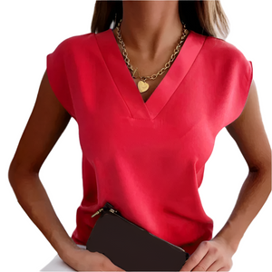 Clara – Veelzijdige Mouwloze V-Hals Damesblouse