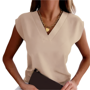 Clara – Veelzijdige Mouwloze V-Hals Damesblouse
