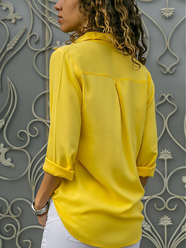 Calisa – Soepelvallende Damesblouse met Knoopsluiting