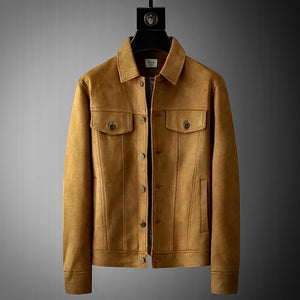 SilvanoFerraro Heren Retro Stijl Suède Jas Voor Mannen