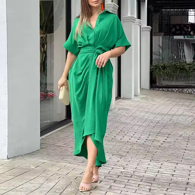 Giulietta – Zomers Dames Maxi Jurk met Knoopsluiting en Valt Elegant