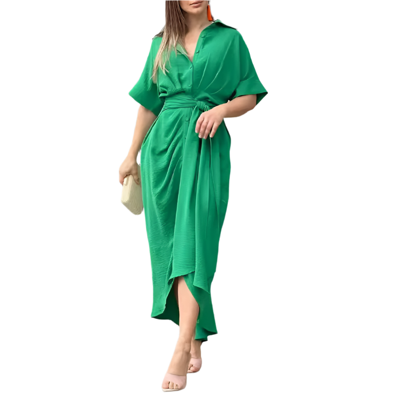 Giulietta – Zomers Dames Maxi Jurk met Knoopsluiting en Valt Elegant