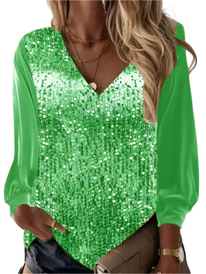 Isabella – V-hals Blouse met Pailletten voor Dames