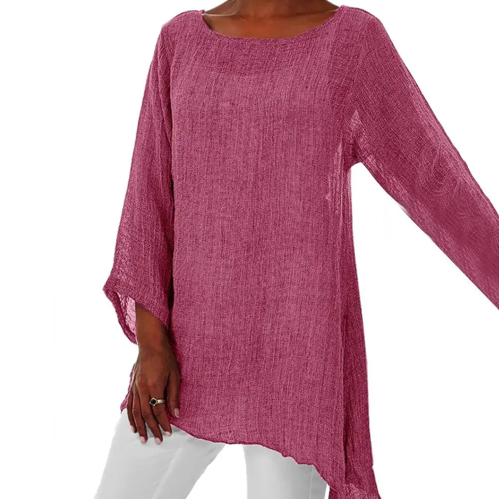 Chiara – Luchtige Dames Linnen Blouse met Halve Mouw