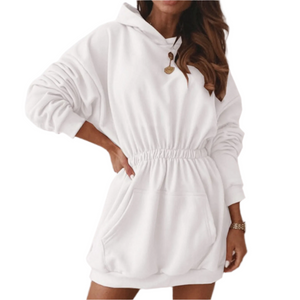 Catriona – Geborstelde Fleece Hoodie Jurk voor Dames