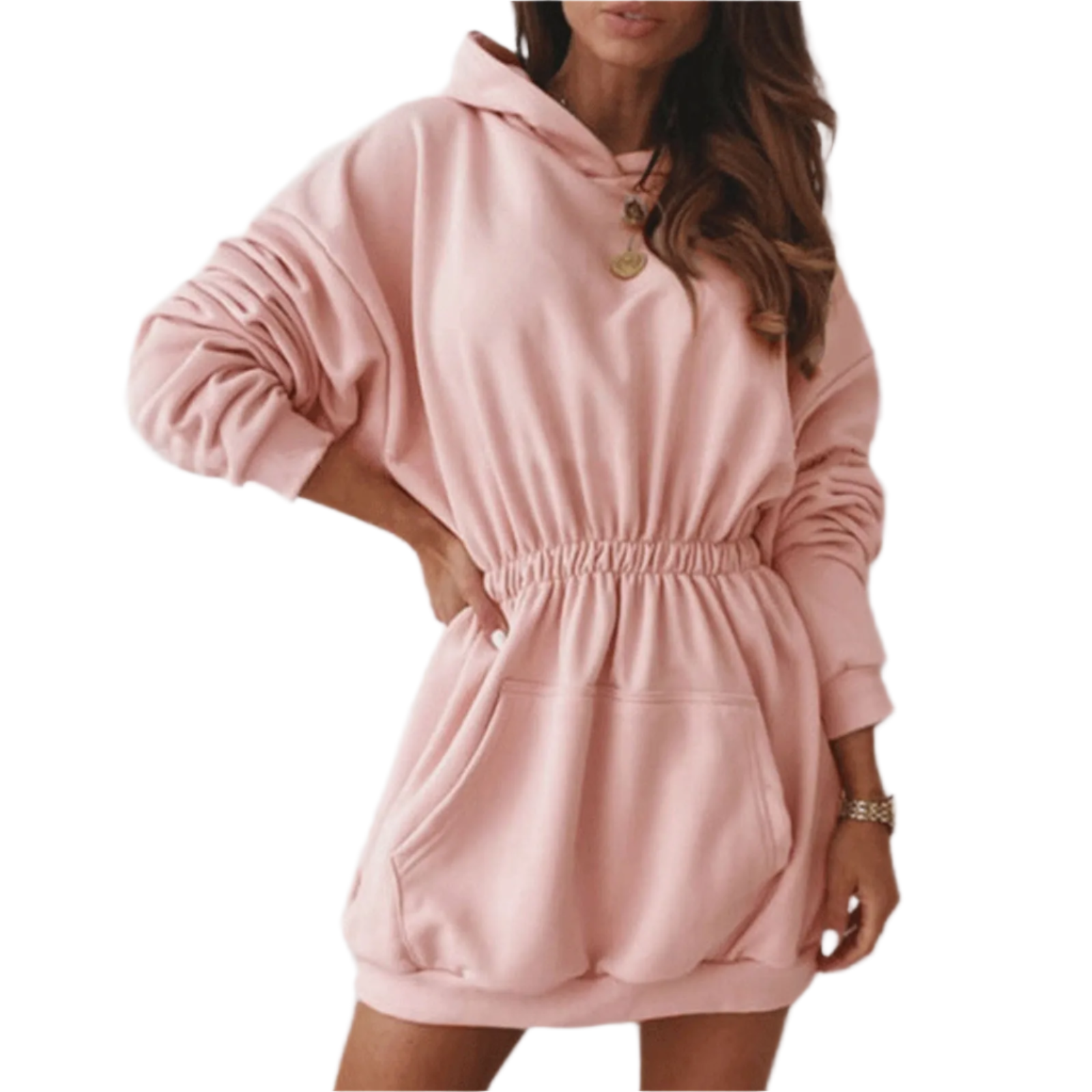 Catriona – Geborstelde Fleece Hoodie Jurk voor Dames
