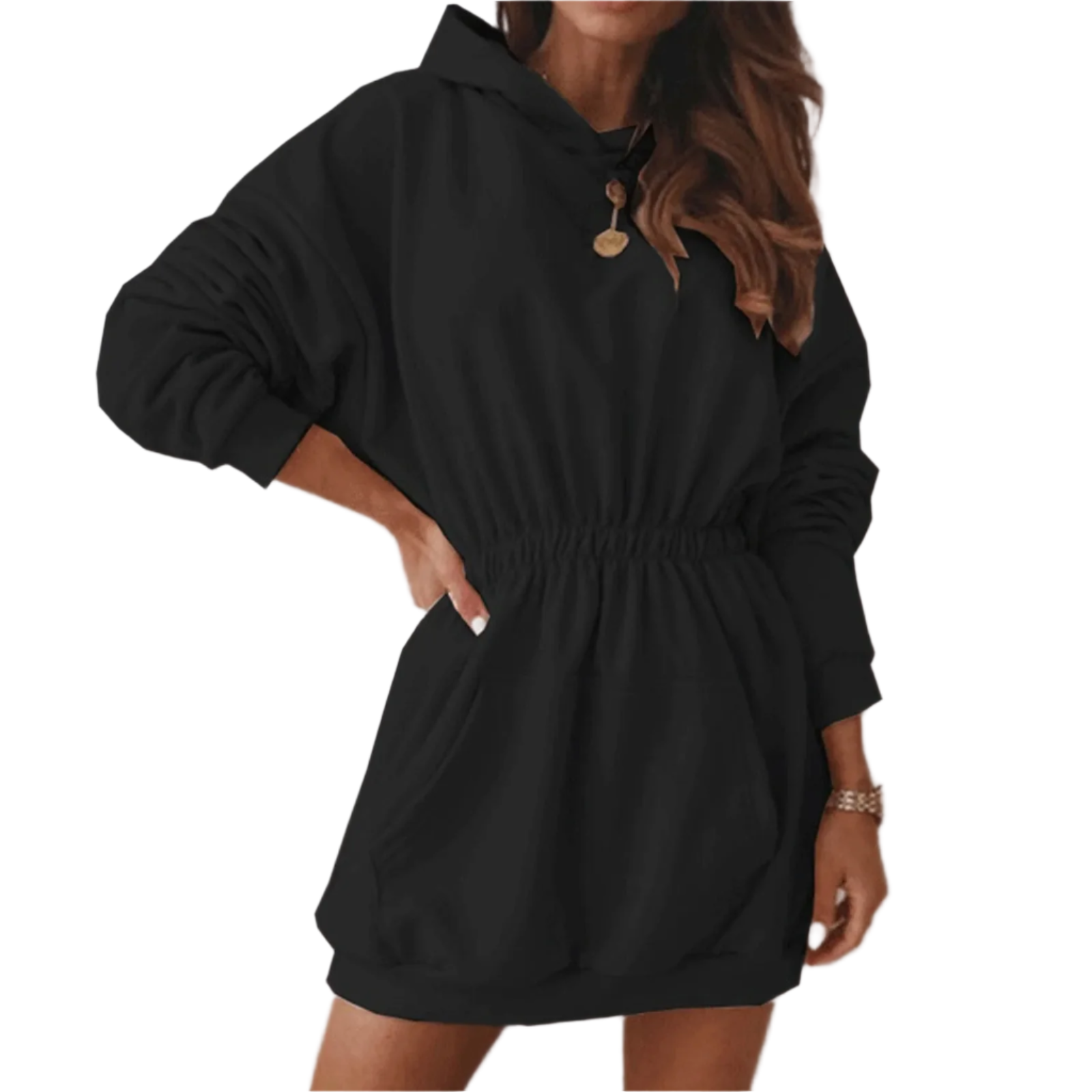 Catriona – Geborstelde Fleece Hoodie Jurk voor Dames