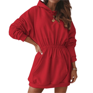 Catriona – Geborstelde Fleece Hoodie Jurk voor Dames