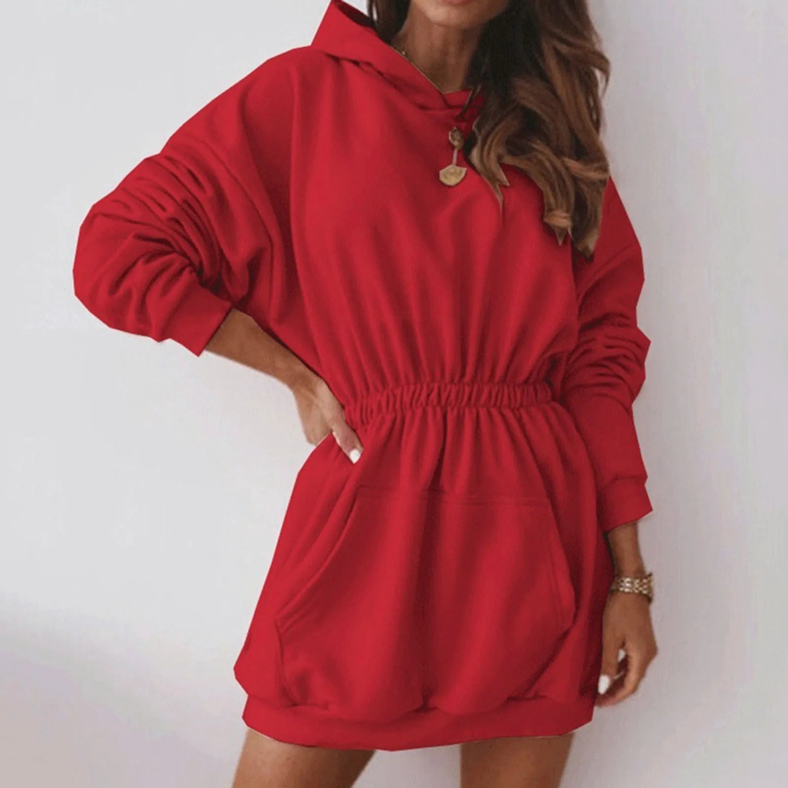 Catriona – Geborstelde Fleece Hoodie Jurk voor Dames