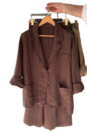 MarcoDelano Dames Jas Stijl Shirt & Plazo Set