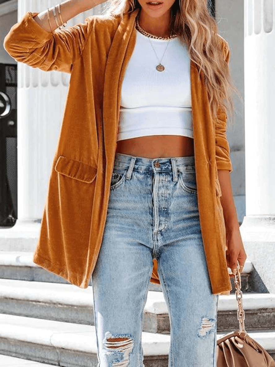 Alessia – Elegante Open Damesblazer in Luxe Kleuren