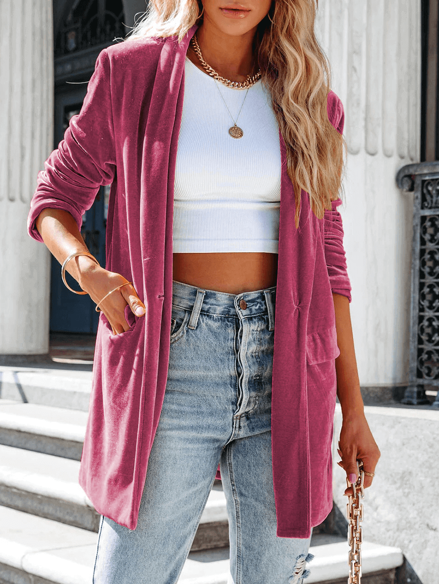 Alessia – Elegante Open Damesblazer in Luxe Kleuren