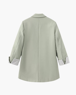 Gianna – Olijfkleurige Dames Zomerblazer met Dubbele Knopen
