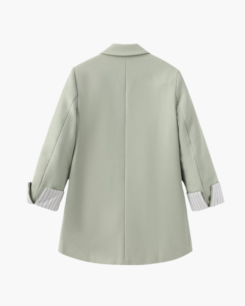 Gianna – Olijfkleurige Dames Zomerblazer met Dubbele Knopen