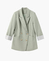 Gianna – Olijfkleurige Dames Zomerblazer met Dubbele Knopen