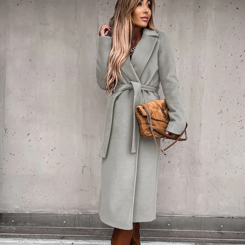 Elena – Elegante Lange Damesmantel van Wol