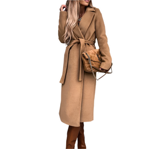 Elena – Elegante Lange Damesmantel van Wol