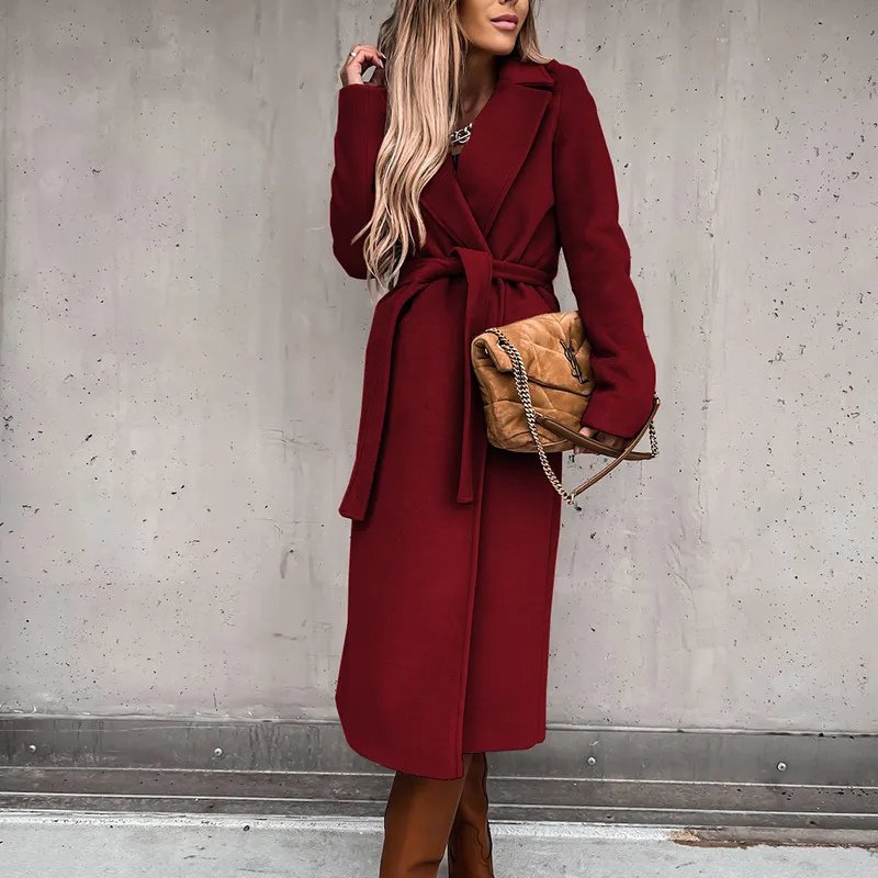 Elena – Elegante Lange Damesmantel van Wol