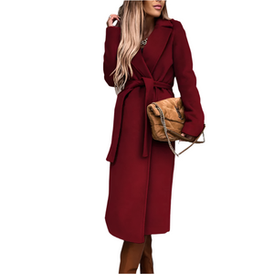Elena – Elegante Lange Damesmantel van Wol