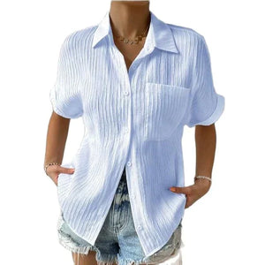 Leonie – Elegante Dames blouse met Italiaanse Kraag en Structuur