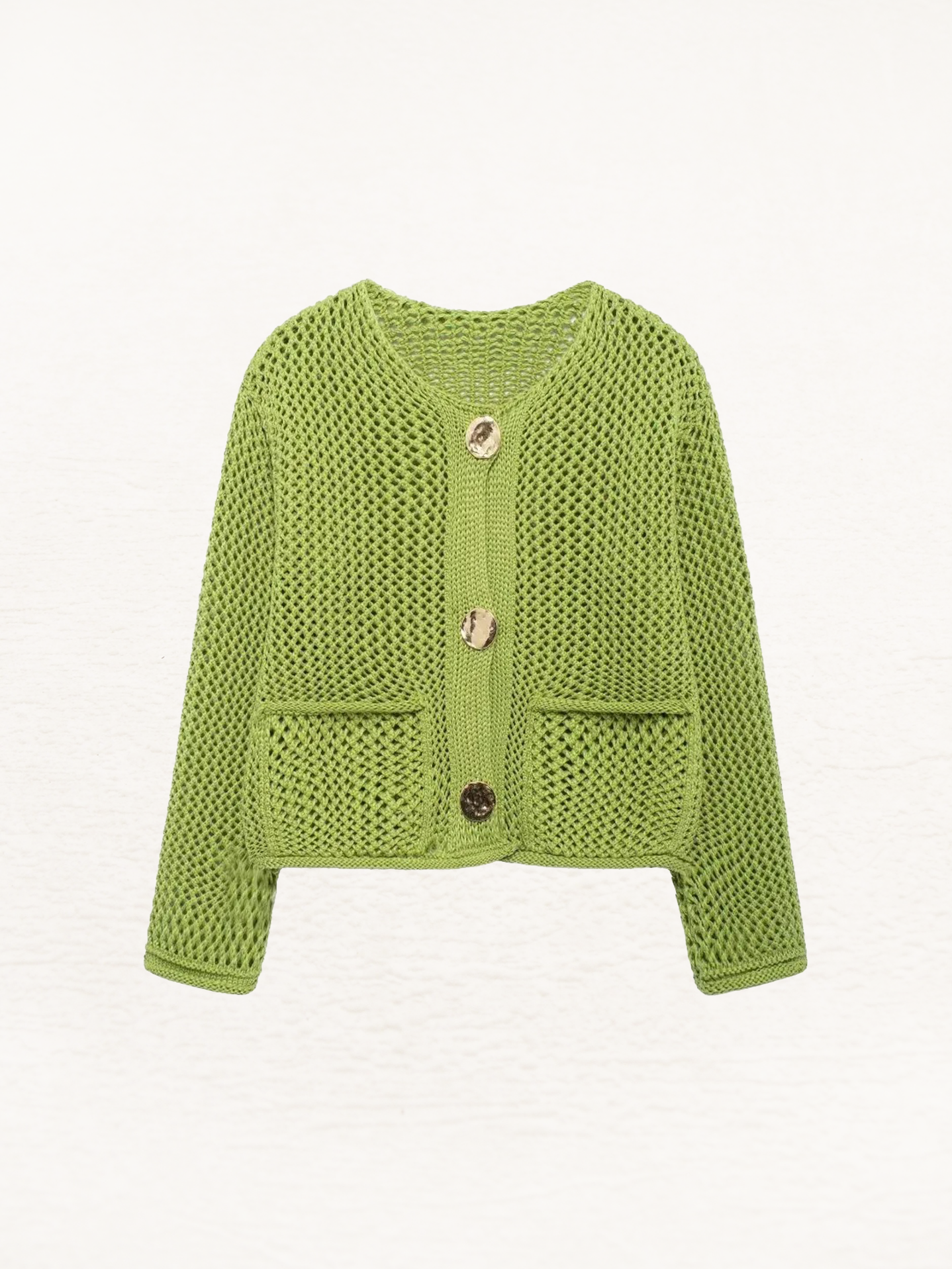 Giulia – Grofgebreid Damesvest met Metallic Knopen