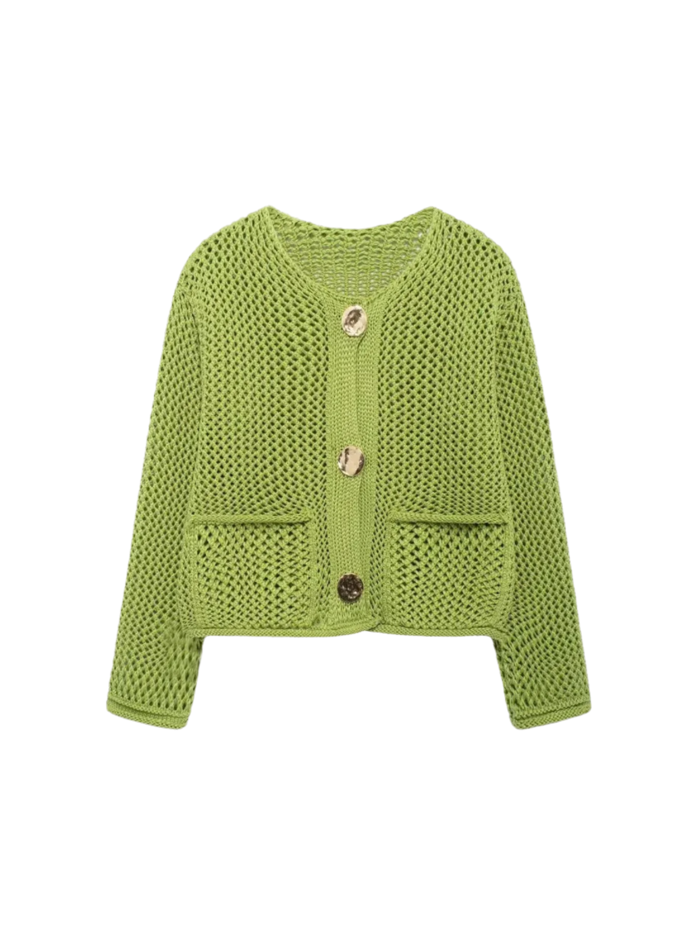 Giulia – Grofgebreid Damesvest met Metallic Knopen