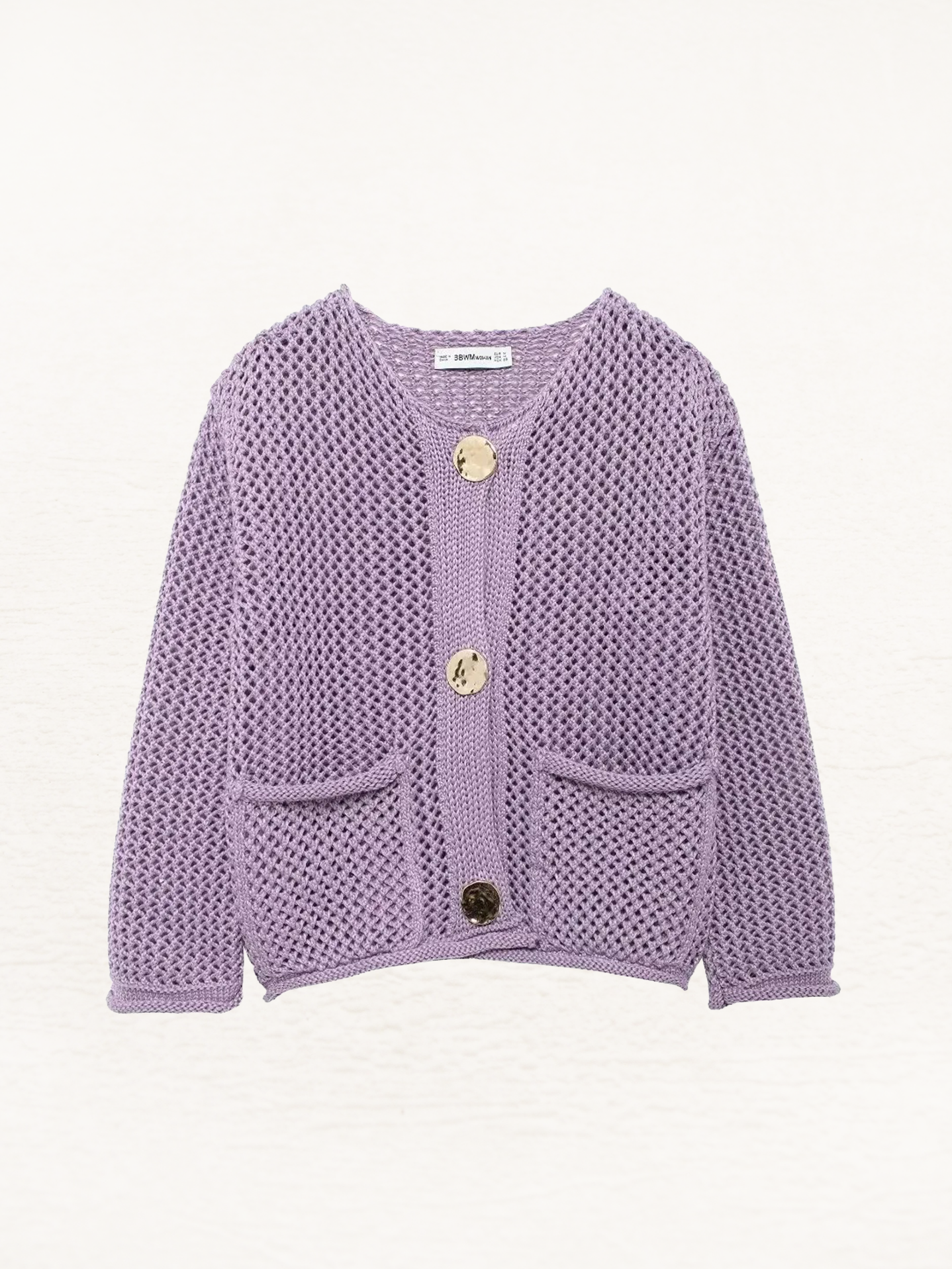Giulia – Grofgebreid Damesvest met Metallic Knopen