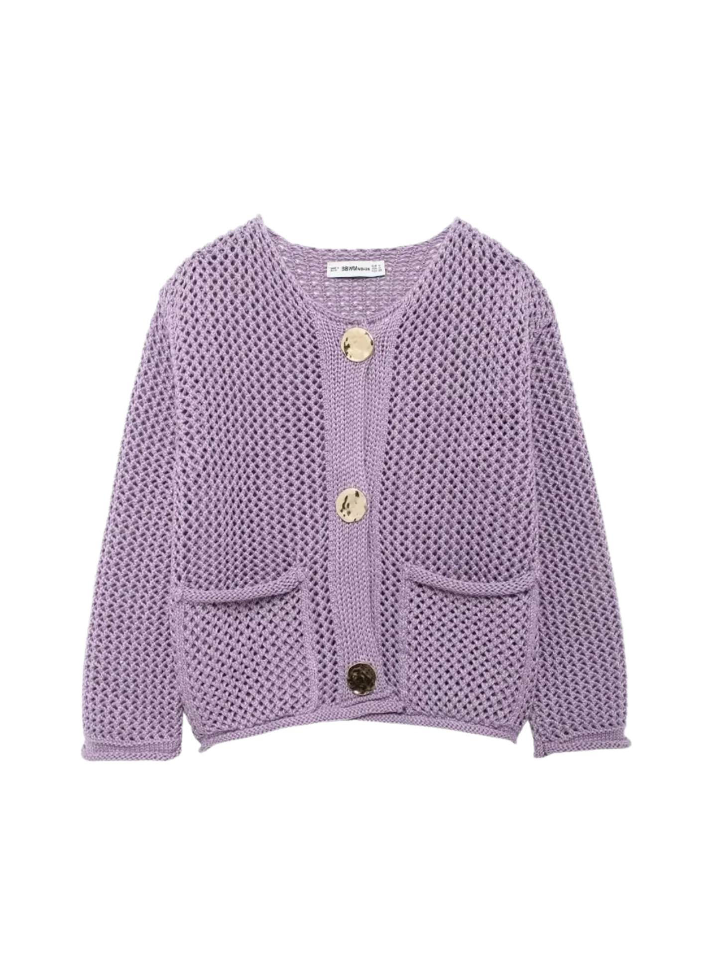 Giulia – Grofgebreid Damesvest met Metallic Knopen
