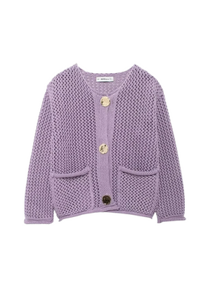 Giulia – Grofgebreid Damesvest met Metallic Knopen