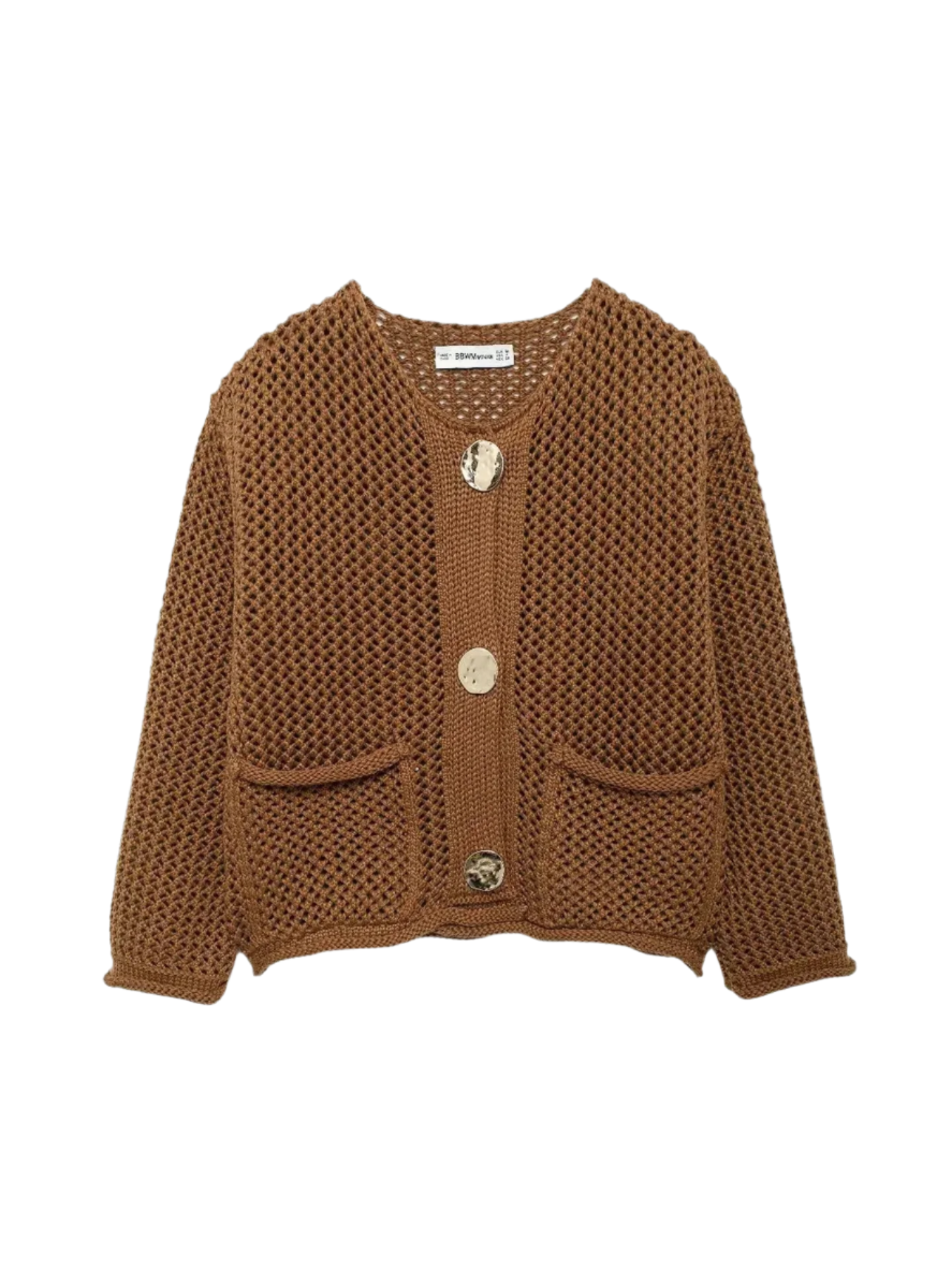 Giulia – Grofgebreid Damesvest met Metallic Knopen