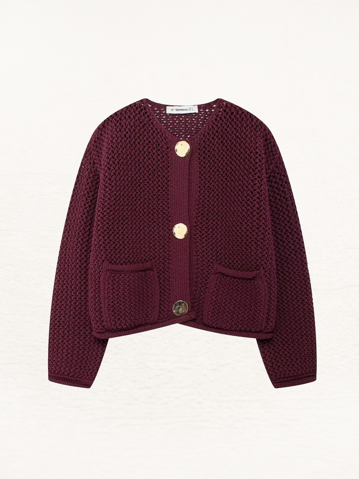 Giulia – Grofgebreid Damesvest met Metallic Knopen