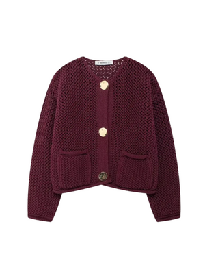 Giulia – Grofgebreid Damesvest met Metallic Knopen