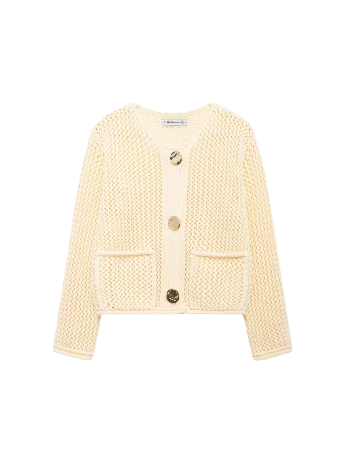 Giulia – Grofgebreid Damesvest met Metallic Knopen