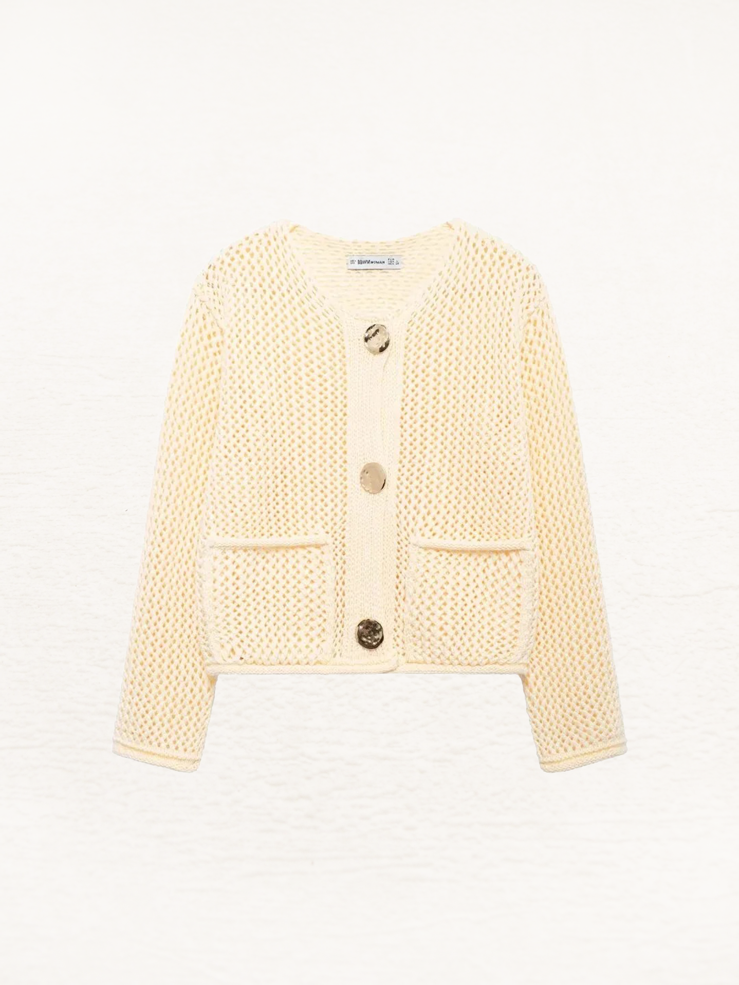 Giulia – Grofgebreid Damesvest met Metallic Knopen