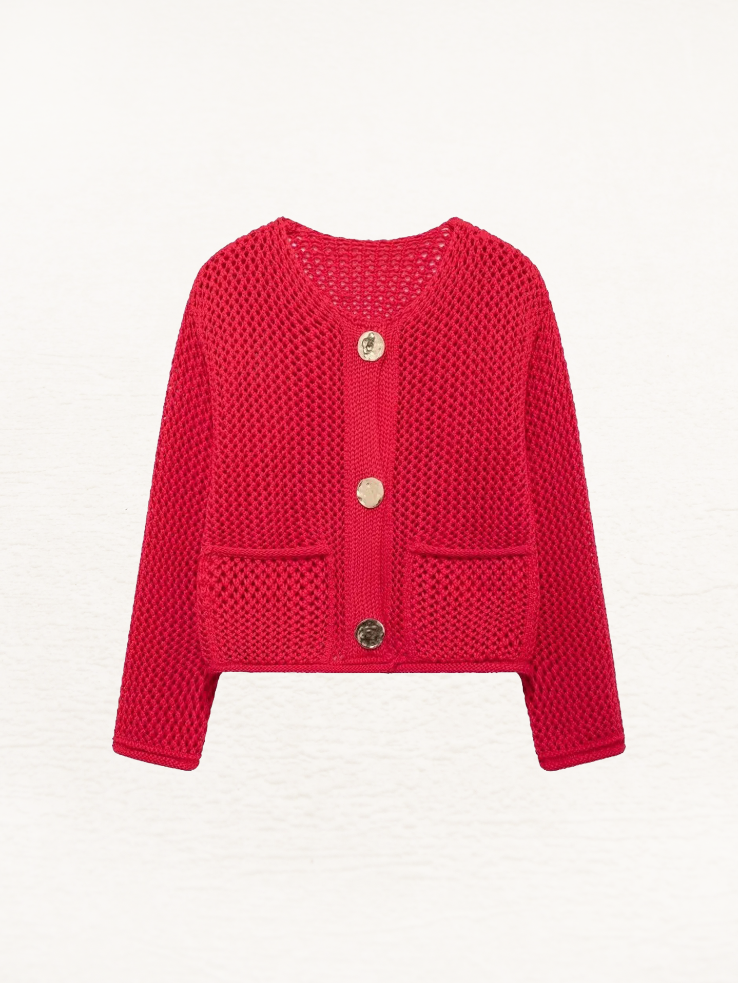 Giulia – Grofgebreid Damesvest met Metallic Knopen