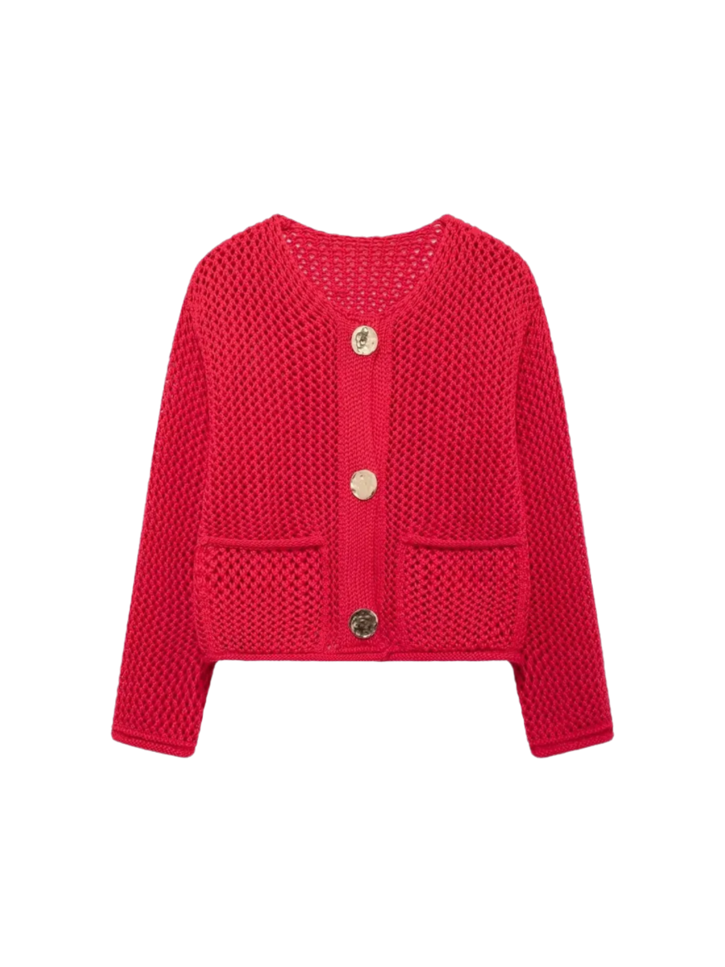 Giulia – Grofgebreid Damesvest met Metallic Knopen