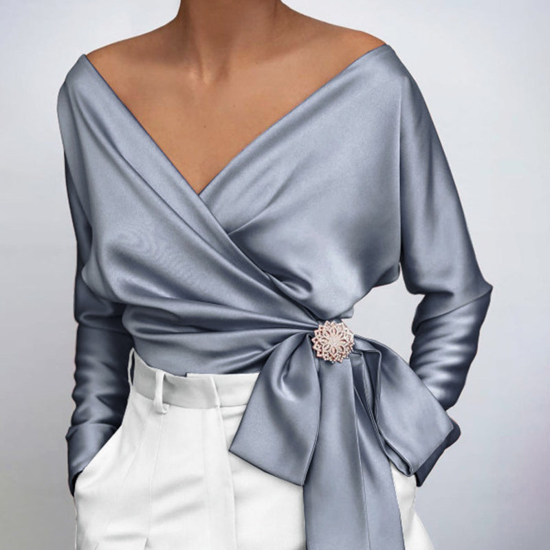 Isabella – Elegante Zijde V-Hals Blouse voor Dames
