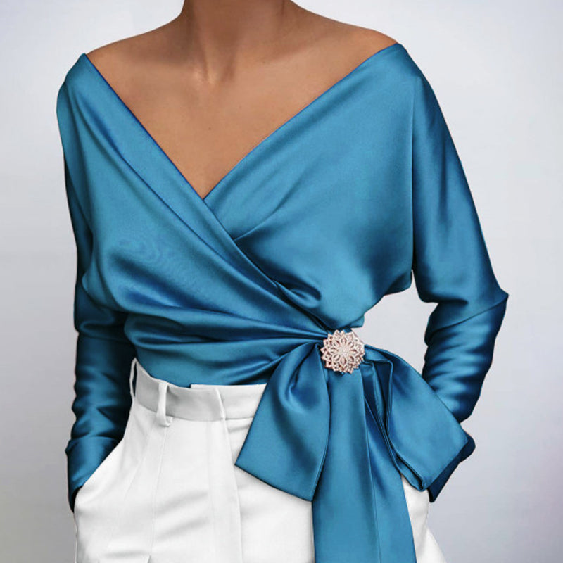 Isabella – Elegante Zijde V-Hals Blouse voor Dames