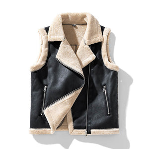 Matteo – Winddichte Heren Fleece-Gevoerde Leren Bodywarmer