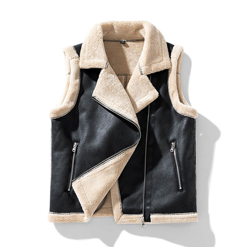 Matteo – Winddichte Heren Fleece-Gevoerde Leren Bodywarmer
