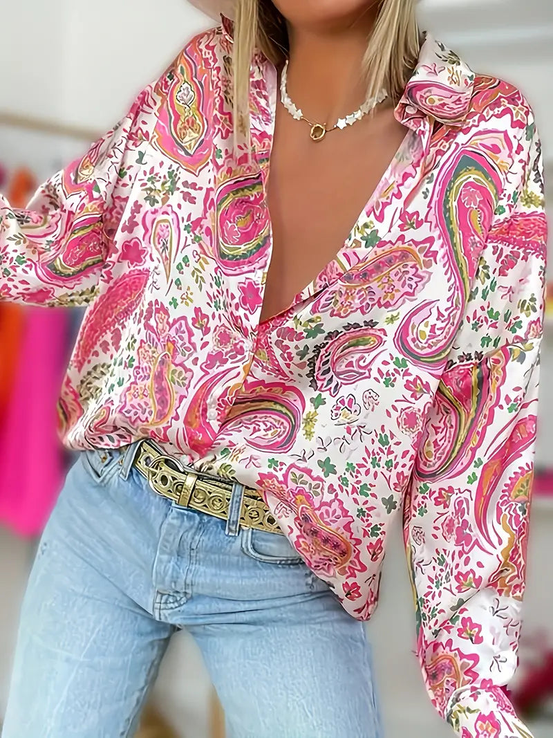 Isabella – Paisley Print Dames Blouse met Lange Mouwen