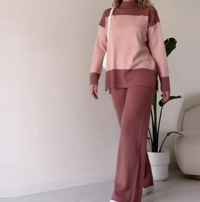 SerenaBlocco™️ trui en effen lange broek set
