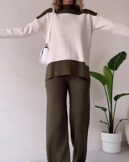 SerenaBlocco™️ trui en effen lange broek set