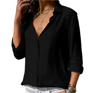 Darlene – Elegante Dames Blouse met Italiaanse Kraag van Satijn