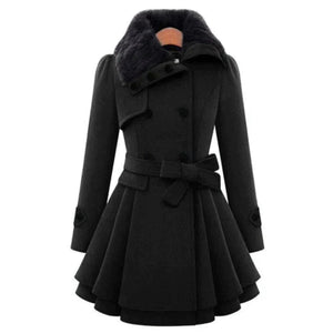 Sofia – Elegante Dames Trenchcoat met Zachte Vegan Bontaccenten