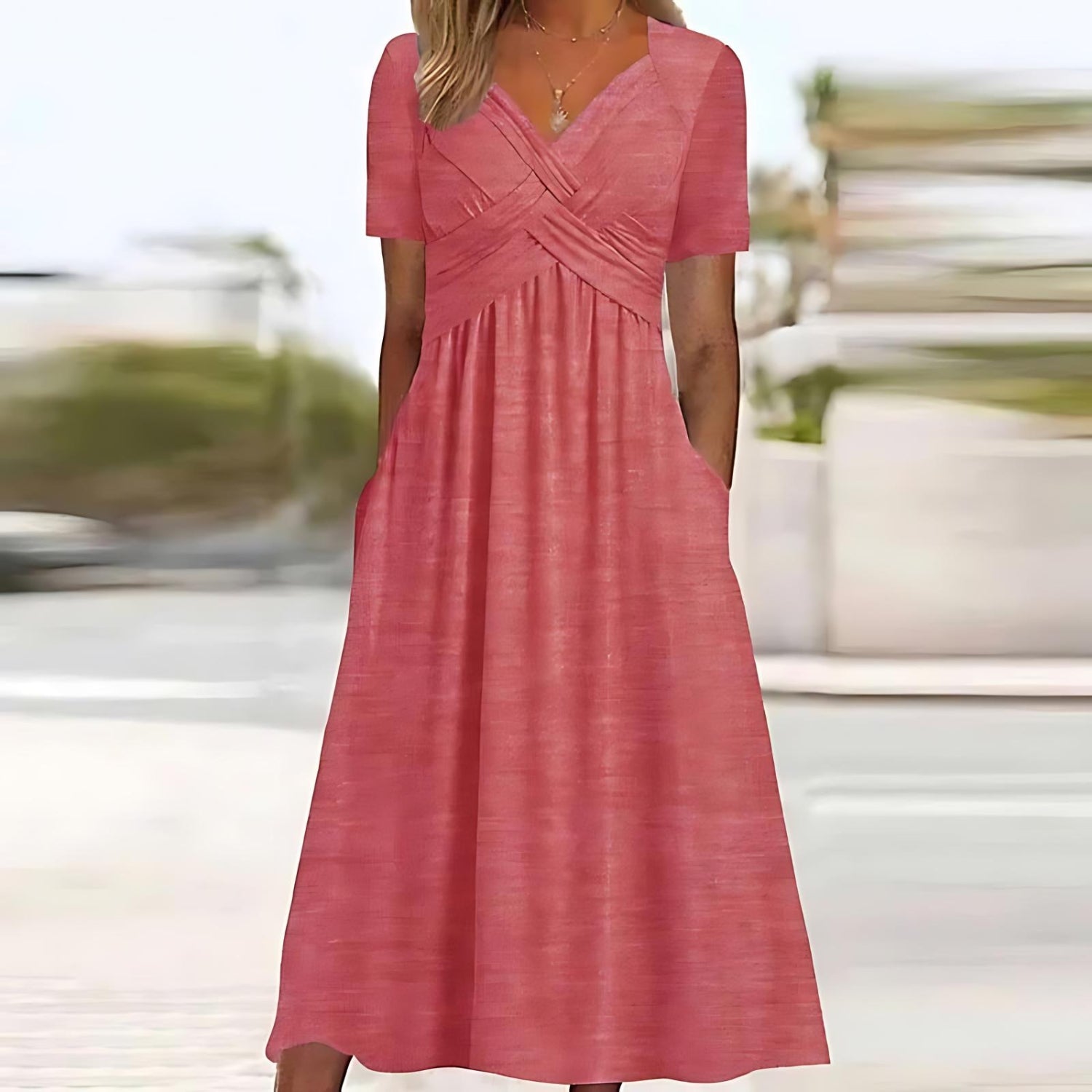 Elena – Elegante A-Lijn Midi Jurk voor Dames