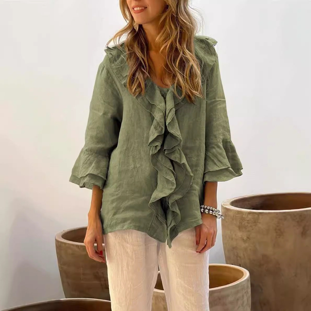 Isabella – Elegante Dames Ruffle Blouse