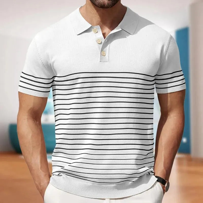 Flynn – Ademend Heren Gestreept Casual Polo