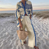 Vera – Dames Linnen Set met Blauwe Visprint